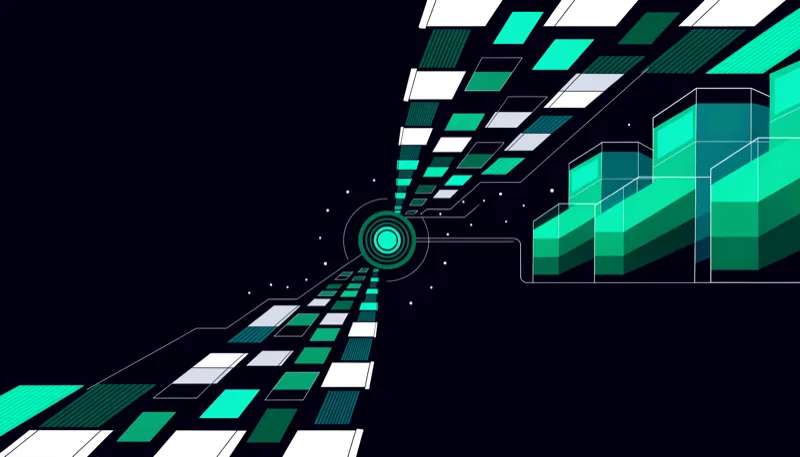 ContentOS: content streams flowing through an AI generation engine into structured output
