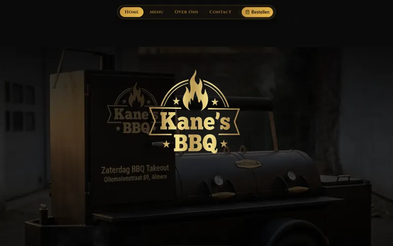 Kane's BBQ takeout site showing the halal BBQ menu